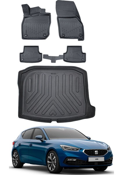 Leon 2023 Model Bagaj Havuzu Araca Özel Siyah Paspas Takımı