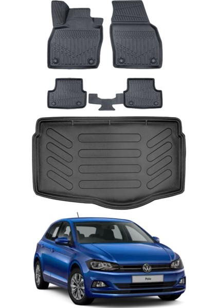Polo 2019 Model Alt Bagaj Havuzu Araca Özel Siyah Paspas Takımı