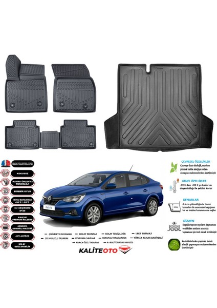 Taliant 2024 Model Esnek Bagaj Havuzu Araca Özel Siyah Paspas Takımı