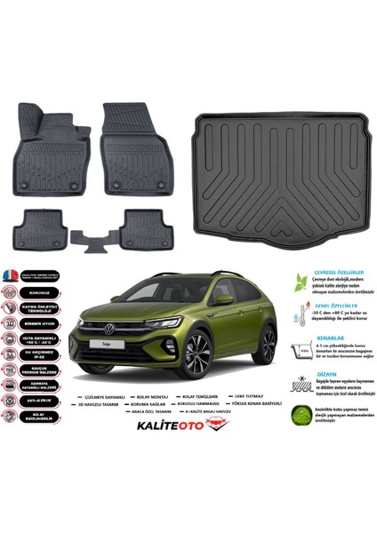 Taigo 2020 Model Alt Esnek Bagaj Havuzu Araca Özel Siyah Paspas Takımı