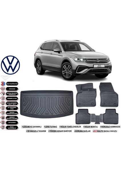 Allspace 2019 Model 7 Koltuk Bagaj Havuzu Araca Özel Siyah Extra Havuzlu Paspas Takımı