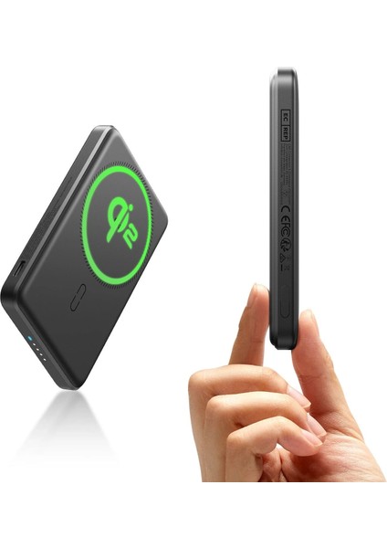 Qi2 Taşınabilir Şarj Cihazı Magslim Power Bank 5000 Mah - Siyah