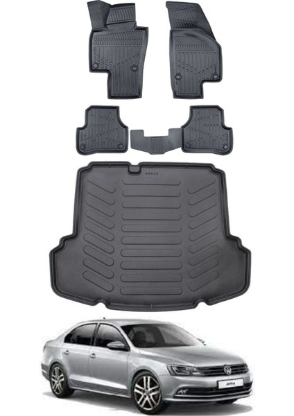 Jetta 2014 Model Cepli Bagaj Havuzu Araca Özel Siyah Paspas Takımı