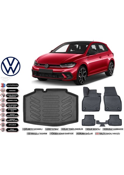 Polo Impression 2024 Model Bagaj Havuzu Araca Özel Siyah Havuzlu Paspas Takımı Sett