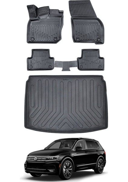 Tiguan 2018 Model Alt Bagaj Havuzu Araca Özel Siyah Paspas Takımı