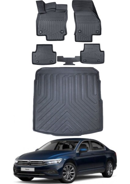 Passat B8 2022 Model Bagaj Havuzu Araca Özel Siyah Paspas Takımı