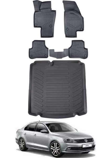 Jetta 2015 Model Cepsiz Bagaj Havuzu Araca Özel Siyah Paspas Takımı