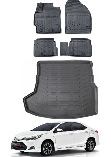 Corolla 2015 Model Bagaj Havuzu Araca Özel Siyah Paspas Takımı