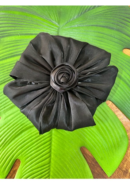 Saten Kabartma Siyah Çiçek Dikiş Giyim Aksesuarı 22X22 cm indirimleri