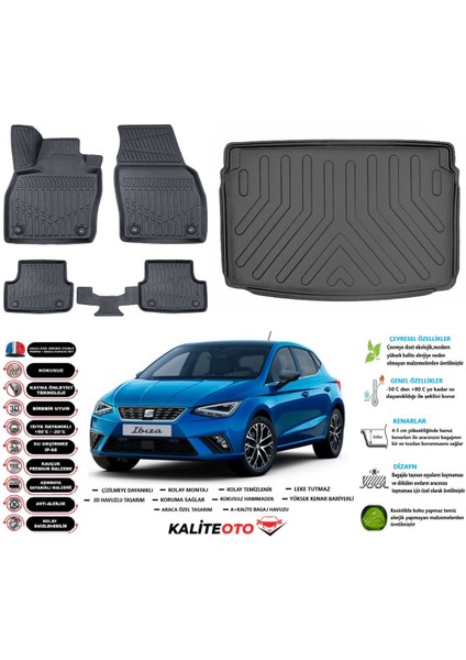 Ibıza 2025 Model Üst Esnek Bagaj Havuzu Araca Özel Siyah Paspas Takımı