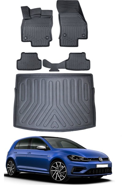 Golf 7 2013 Model Bagaj Havuzu Araca Özel Siyah Paspas Takımı