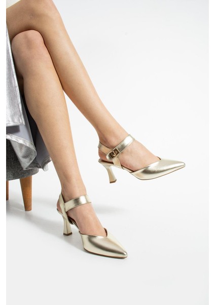 Kadın Altın Metalik Vera Heel Topuklu Sandalet