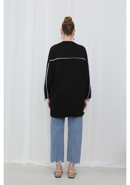 25Y10640 Sweat Figürlü Kol Büzgü Detaylı - Puane - 25Y10640 - Siyah - 2