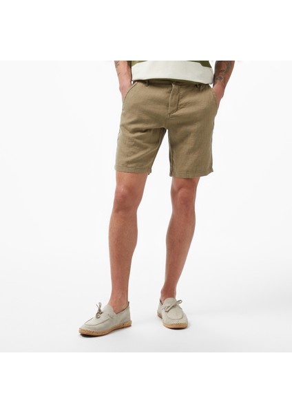 Erkek Yeşil Slim Fit Keten Şort B35214T.3MR modelleri