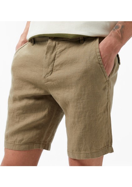 Erkek Yeşil Slim Fit Keten Şort B35214T.3MR fırsatları