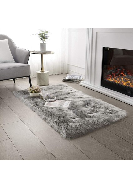 Kuzu Post Peluş Gri Halı Yıkanabilir