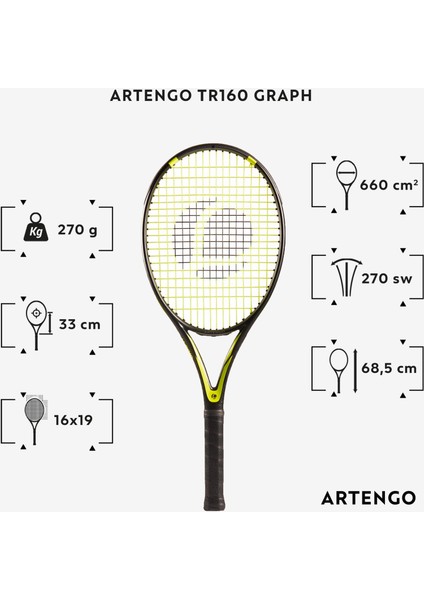 Artengo Yetişkin Tenis Raketi - Siyah - TR160 Graph