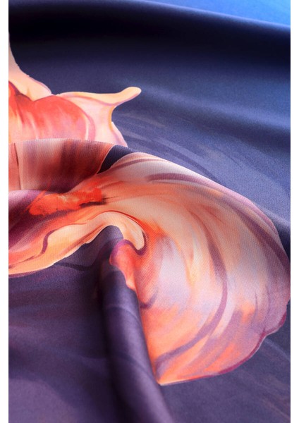 Lacivert Süsen Desen Twill Ipek Eşarp modelleri