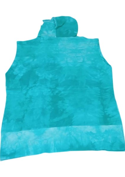 Kız Çocuk Kapüşonlu Kolsuz Since Yazı Baskılı Ipli Turkuaz Sweat modelleri