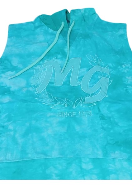 Kız Çocuk Kapüşonlu Kolsuz Since Yazı Baskılı Ipli Turkuaz Sweat fırsatları