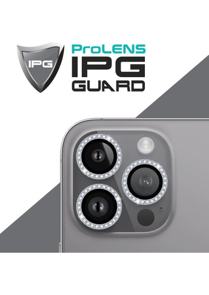Apple iPhone 16 Pro / Pro Max Için Ipg Prolens Kamera Lens Koruyucu Elmas Taş Çerçeveli, Kırılmaz Cam fiyatları