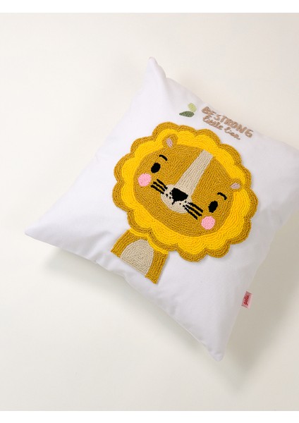 Aslan Figürlü Be Brave Mottolu Punch Kırlent Kılıfı fiyatları