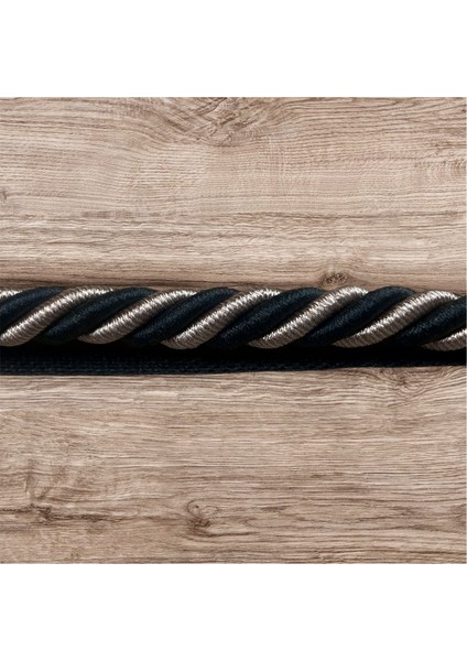 3 Metre - Siyah-Bej Renk Kalın Halat Kordon