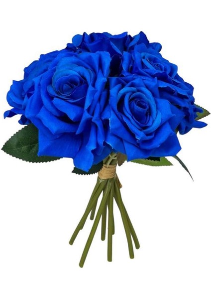 Yapay Çiçek Mavi Gül 10LU Demet Gelin Çiçeği Buketi Masa Üstü Vazo Çiçeği 25CM fiyatları