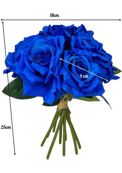 Yapay Çiçek Mavi Gül 10LU Demet Gelin Çiçeği Buketi Masa Üstü Vazo Çiçeği 25CM modelleri