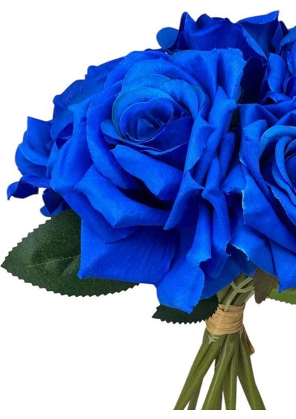 Yapay Çiçek Mavi Gül 10LU Demet Gelin Çiçeği Buketi Masa Üstü Vazo Çiçeği 25CM fırsatları
