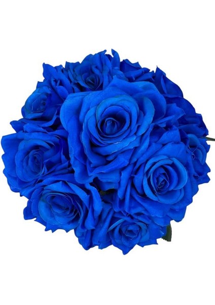 Yapay Çiçek Mavi Gül 10LU Demet Gelin Çiçeği Buketi Masa Üstü Vazo Çiçeği 25CM indirimleri
