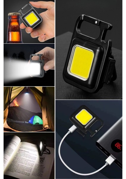 Anahtarlıklı, Açacaklı,güçlü Mıknatıslı 3 Farklı LED Modlu Mini Boy Asılabilen LED Kamp Aydınlatması,el Feneri