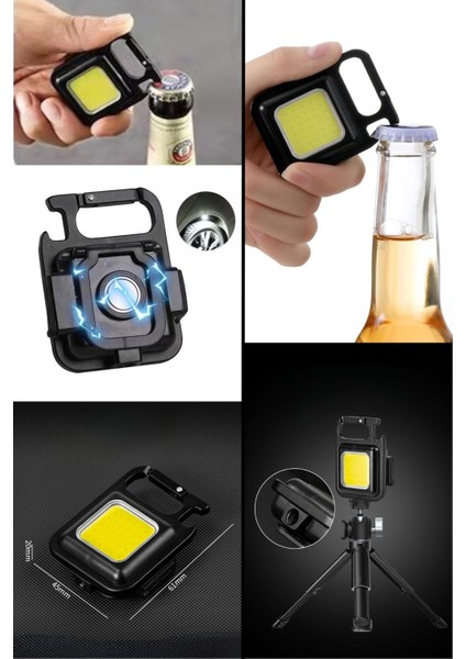 Anahtarlıklı, Açacaklı,güçlü Mıknatıslı 3 Farklı LED Modlu Mini Boy Asılabilen LED Kamp Aydınlatması,el Feneri modelleri