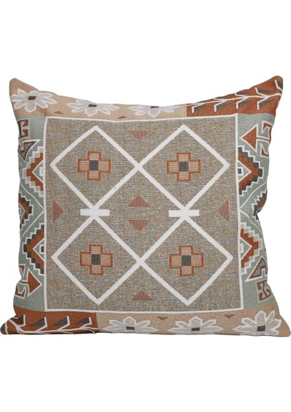 Belıeve Zara Jakarlı Dokuma Goblen Dekoratif Etnik Kilim Şönilli Kırlent 45*45