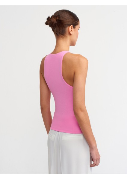 3694 Halter Yaka Tshirt-Pembe