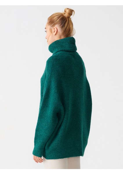 2268 Balıkçı Yaka Geniş Kazak-Nefti Yeşil fiyatları