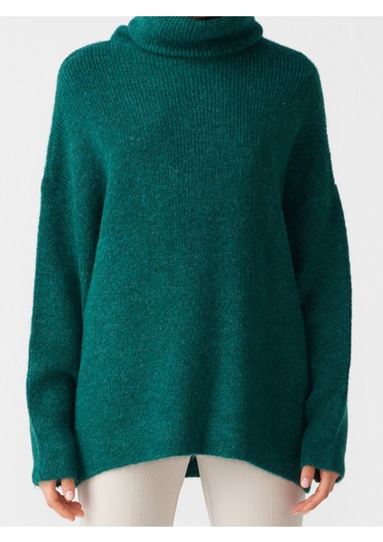 2268 Balıkçı Yaka Geniş Kazak-Nefti Yeşil modelleri