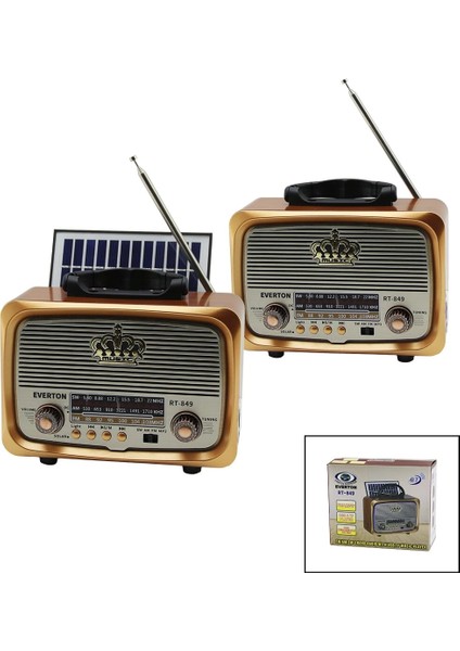 Bt Solar Panelli - USB Şarjlı Bluetooth Ibreli Fm Radyo Mp3 USB - Tf Player 4V Out - 5V In RT-849