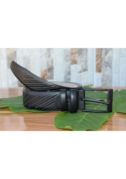 Siyah Baskılı 3,5cm Suni Deri Erkek Kemer fiyatları
