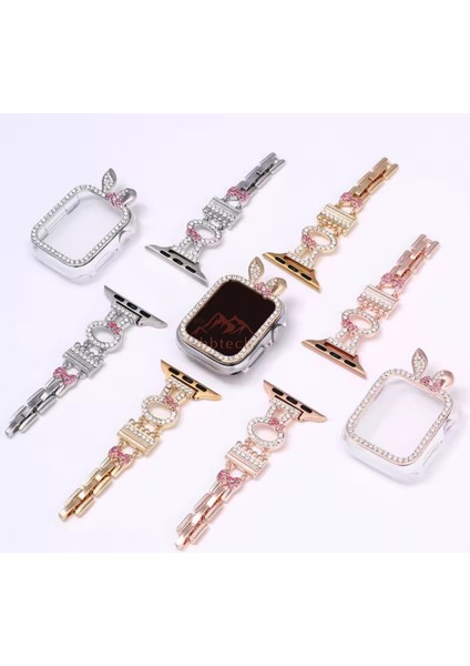 Apple Watch Seri 10/9/8/7 Uyumlu 46MM 45MM 42MM 41MM Ölçü Çapkın Tavşan Kulaklı Taş Işlemeli Şeffaf Sert Pc Kasa Koruyucu fiyatları