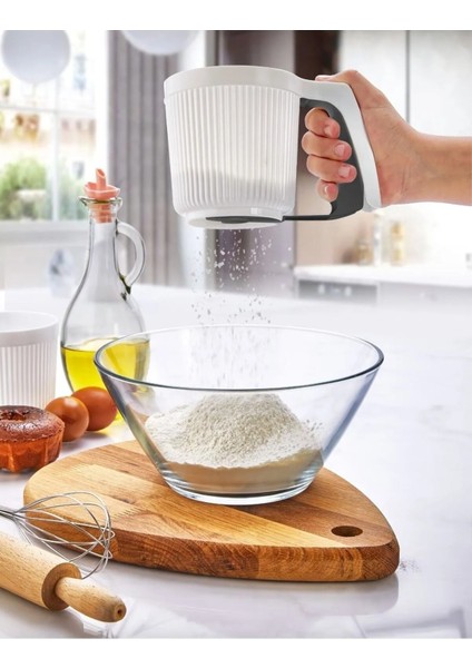 Yeni Nesil Pratik Mandallı Plastik Çok Amaçlı Un ve Pudra Şekeri Eleği Pratik Un Eleği