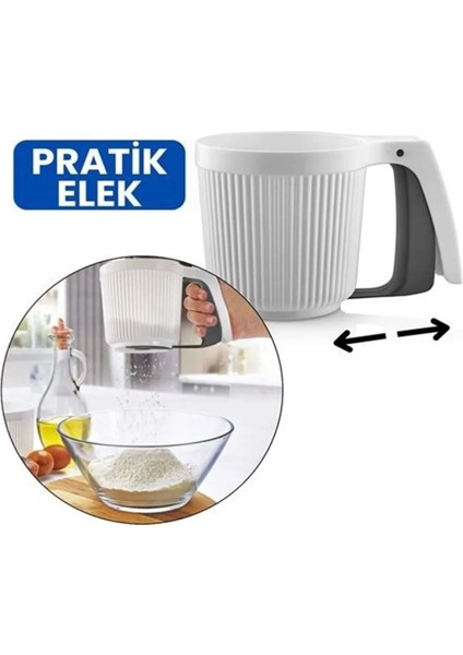 Yeni Nesil Pratik Mandallı Plastik Çok Amaçlı Un ve Pudra Şekeri Eleği Pratik Un Eleği