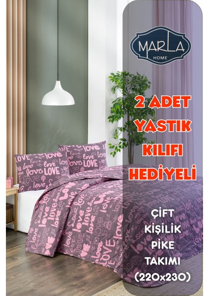 Çift Kişilik Pike Yatak Örtüsü TAKIMI|220 x 230 cm |2 Adet Yastık Kılıflı|çok Amaçlı Battaniye |pamuklu