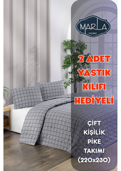 Çift Kişilik Pike Yatak Örtüsü TAKIMI|220 x 230 cm |2 Adet Yastık Kılıflı|çok Amaçlı Battaniye |pamuklu