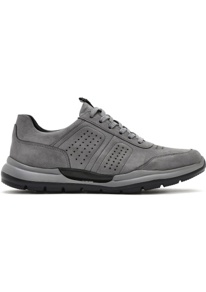 Erkek Gri Bağcıklı Nubuk Deri Sneaker 25SFD6413V3