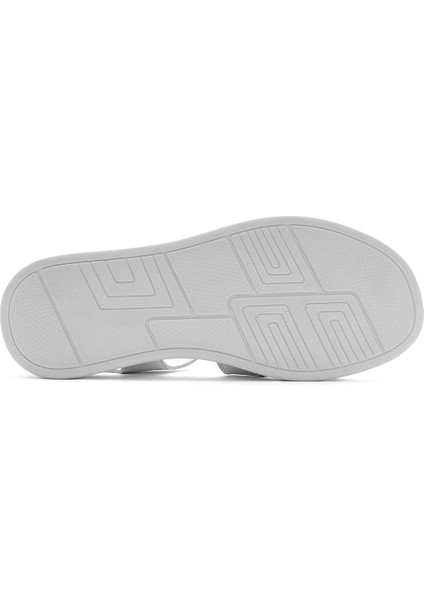 Kadın Beyaz Bantlı Kalın Tabanlı Deri Comfort Sandalet 25SFD321418