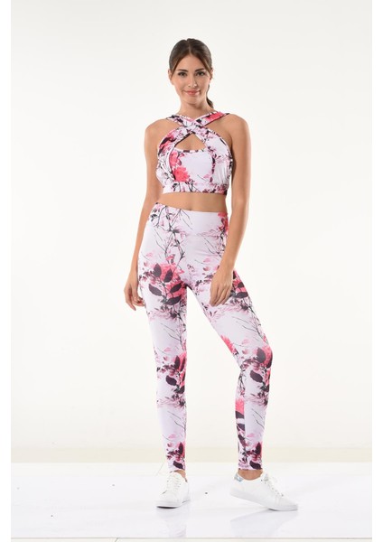 Kadın Çiçek Desenli Büstiyer Tayt Takım 530 indirimleri