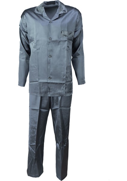 Erkek Şık Klasik Model Pijama Takımı Premium Saten Kumaş Eşsiz Model Cepli Tam Kalıp