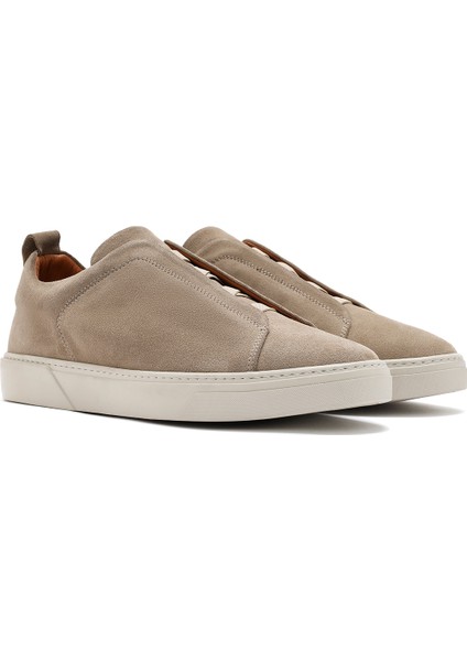 Erkek Bej Süet Deri Sneaker 25SFD631610