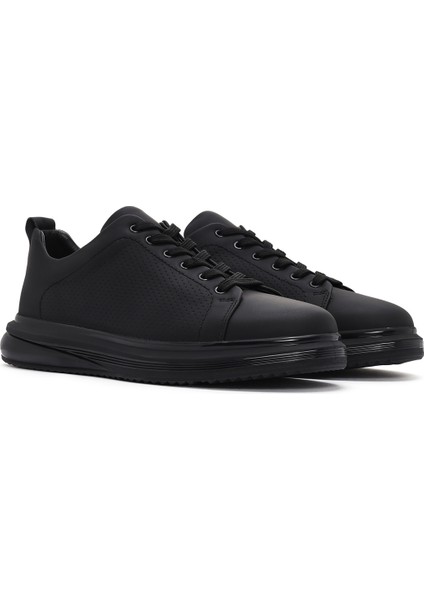 Erkek Siyah Bağcıklı Deri Sneaker 25SFD6405DI